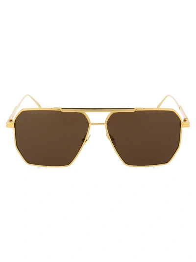 Shop Bottega Veneta Bv1012s Sunglasses In 003 Gold Gold Brown