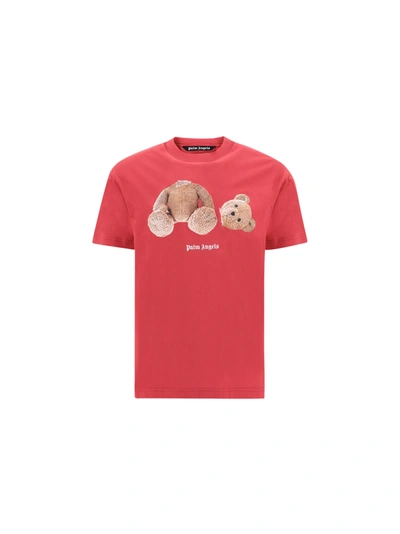 Shop Palm Angels T-shirt In Rosso/marrone