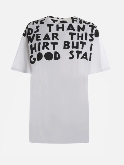 Shop Maison Margiela Cotton T-shirt With All-over Contrasting Print In White