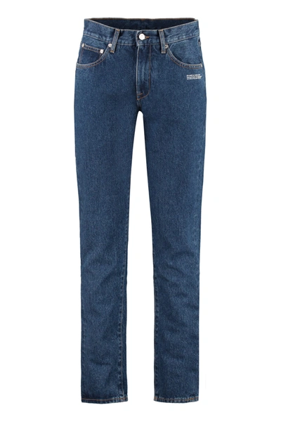 Shop Off-white 5-pocket Slim Fit Jeans In Deep Blue