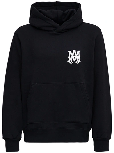 Shop Amiri Black Jersey Hoodie With Logo Print In Nero