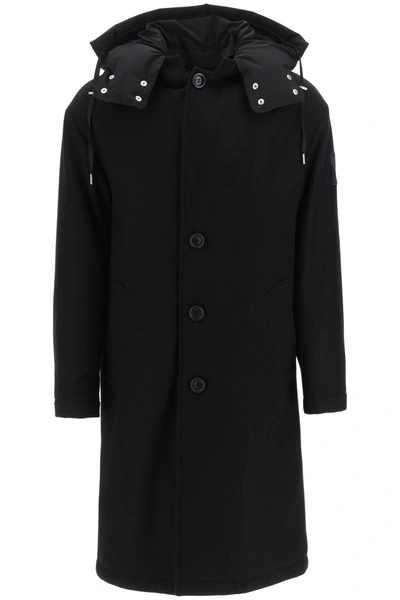 Shop Ami Alexandre Mattiussi Padded Coat With Removable Hood In Black