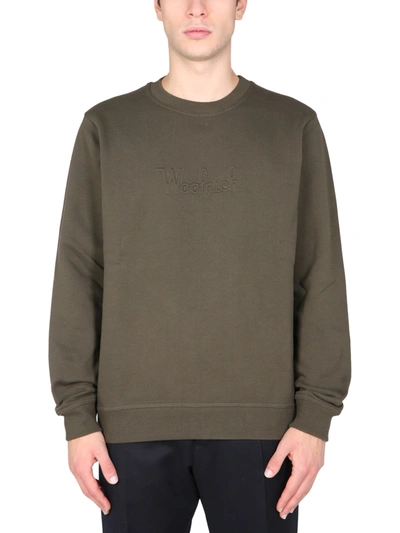 Shop Woolrich Luxe Sweatshirt In Dark Green