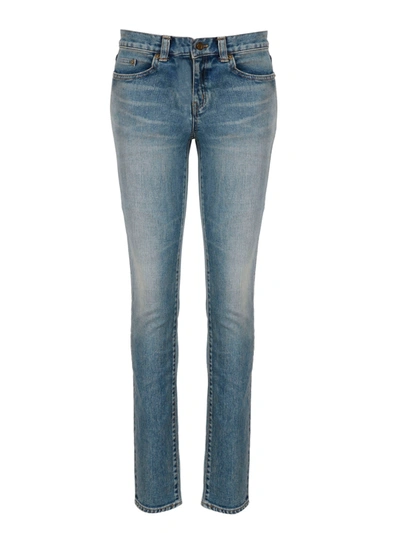 Shop Saint Laurent Jeans Low Waist In Blu Denim