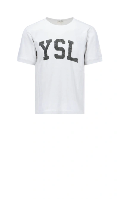 Shop Saint Laurent T-shirt In Ecru/nero