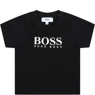 Shop Hugo Boss Black T-shirt For Babykids With Logo