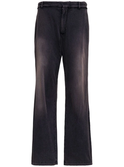 Shop Balenciaga Slim Trousers In Black Washed Cotton