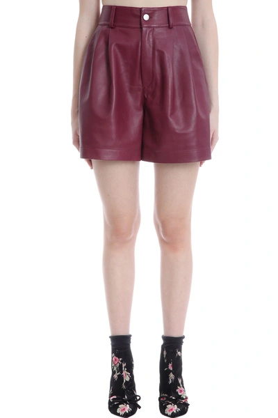 Shop Red Valentino Shorts In Bordeaux Leather In Ar0