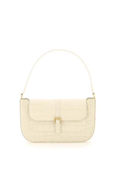 Shop By Far Miranda Bag In Crocodile-embossed Leather In Panna