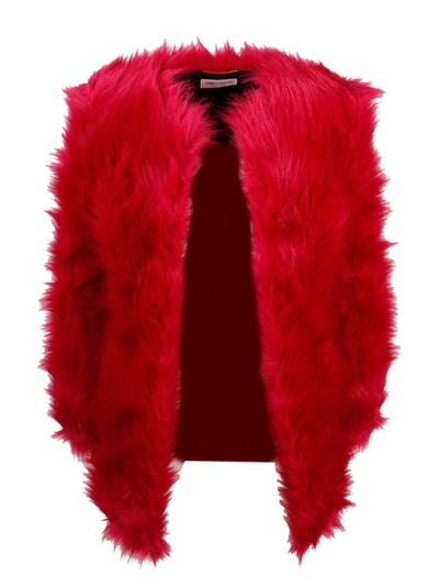Shop Saint Laurent Coat In Faux Fur In Rossa