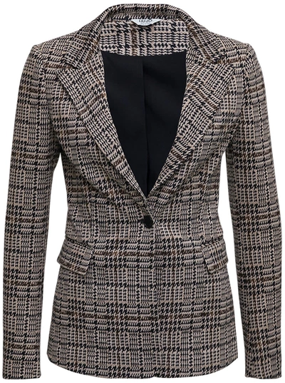 Shop Liu •jo Single-breasted Jacquard Houndstooth Jacket In Multicolore