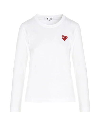 Shop Comme Des Garçons Play Red Heart T-shirt In Bianco