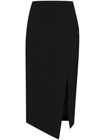 Shop Off-white Black Virgin Wool Blend Skirt In Nero