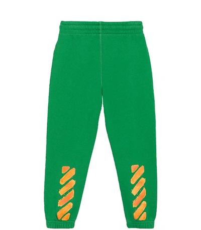 Shop Off-white Green Weatpants For Boy With Logo In Verde E Arancione