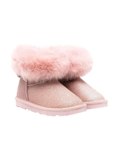Shop Monnalisa Pink Ankle Boots In Rosa