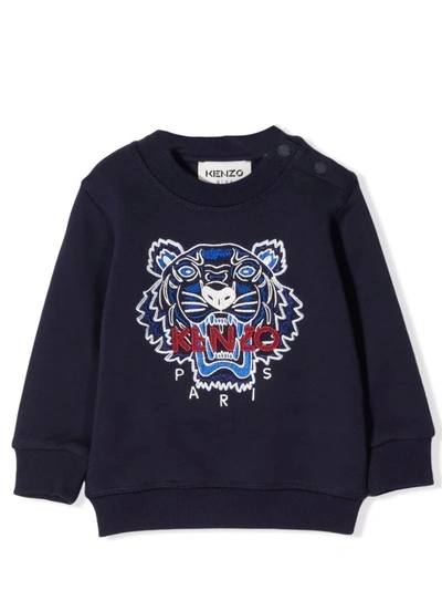Shop Kenzo Baby Sweatshirt With Embroidery In Blu
