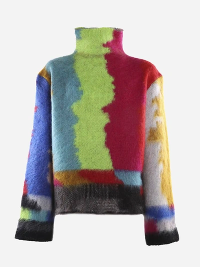 Shop Dolce & Gabbana Multicolor Glitch Jacquard Mohair Wool Sweater In S9000