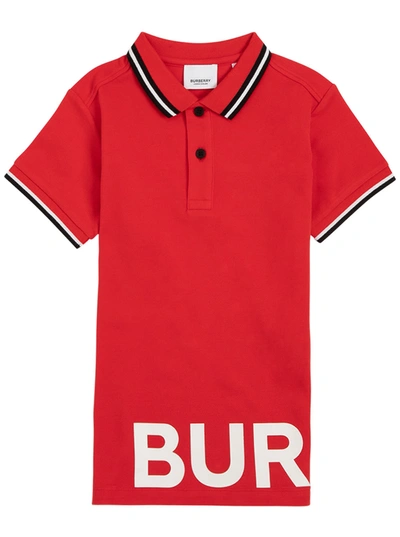 Shop Burberry Jerome Cotton Piquet Red Polo Shirt With Logo In (bright Red)