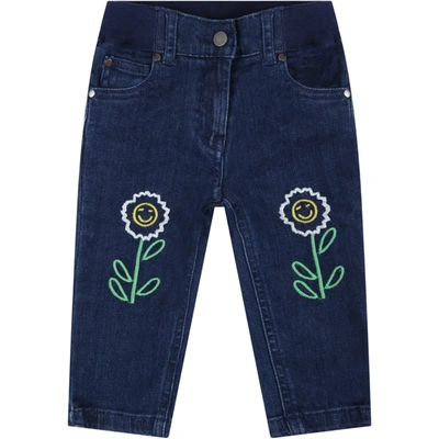 Shop Stella Mccartney Blue Jeans For Babykids With Daisies