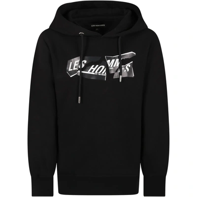 Shop Les Hommes Black Sweatshirt For Boy With White Logo