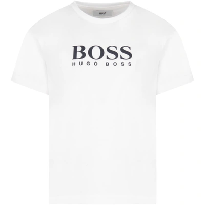 Hugo Boss Kids' Logo-print Cotton T-shirt 4-16 Years In White | ModeSens