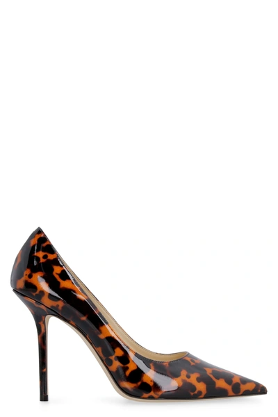 Shop Jimmy Choo Love Printed Patent Leather Pointy-toe Pumps In Multicolor
