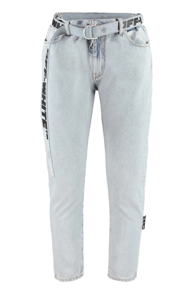 Shop Off-white Belted Slim Fit Jeans In Denim