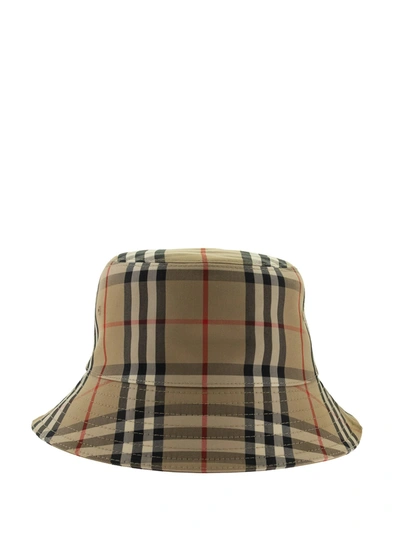 Shop Burberry Vintage Check Cotton Blend Bucket Hat In Archive Beige