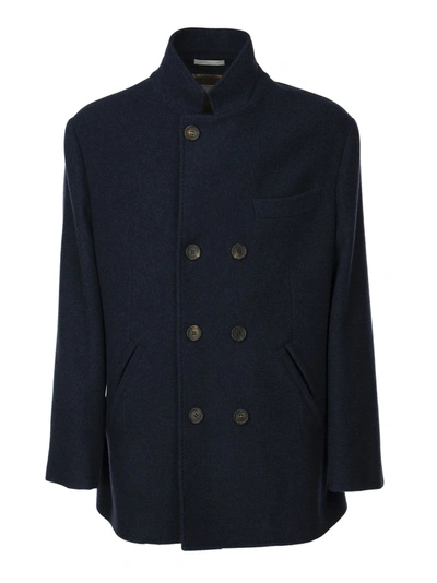 Shop Brunello Cucinelli Lightweight Water-resistant Cashmere Pea Coat In Cobalt
