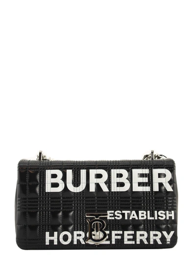Shop Burberry Lola - Small Horseferry Print Quilted Lola Bag In Black/silver