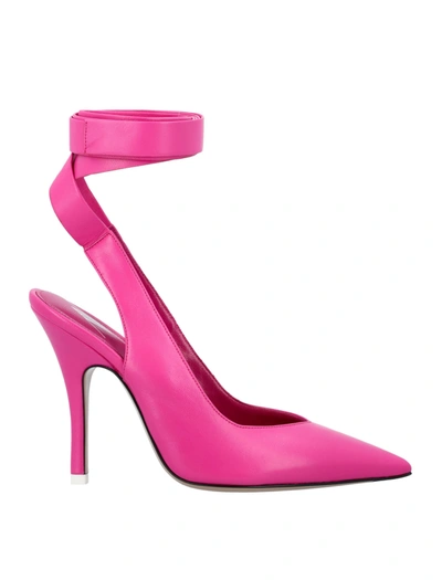 Attico Venus Lambskin Ankle-tie Pumps In Fuxia
