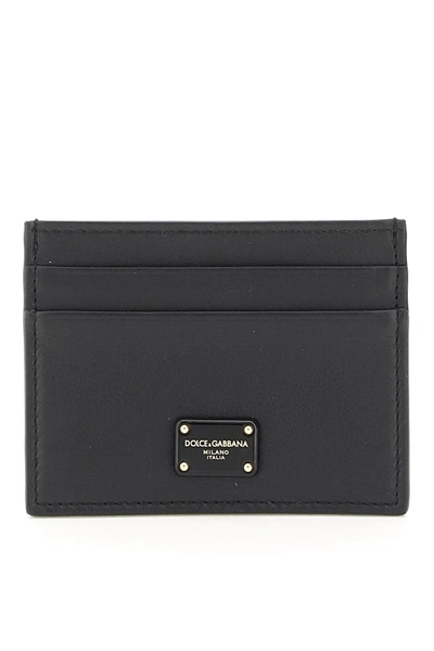 Shop Dolce & Gabbana Leather Card Holder With Logo Plaque In Nero (black)