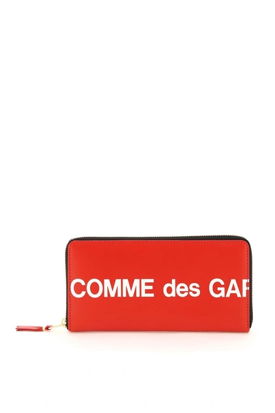 Shop Comme Des Garçons Ziparound Wallet Logo In Red (red)