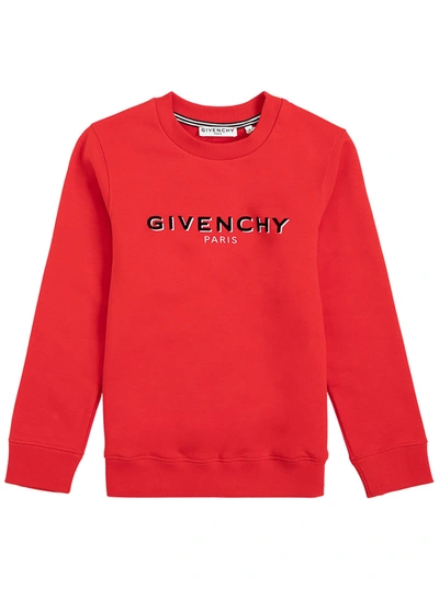 Shop Givenchy Red Cotton Sweatshirt With Logo