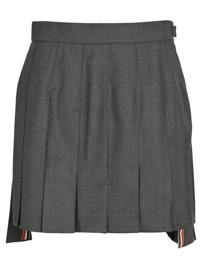 Thom Browne Dropped Back Mini Pleated Skirt In Med Grey