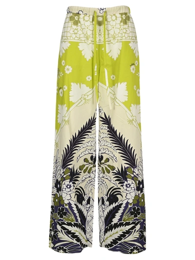 Shop Valentino Tropical World Arazzo Print Trousers In Lime