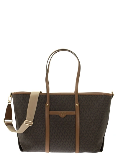 Shop Michael Kors Beck - Large Logo Tote Bag In Brown