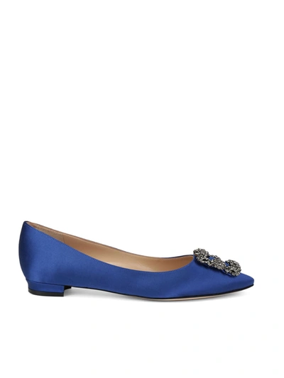 Shop Manolo Blahnik Hangisi Flat Ballerinas In Blue