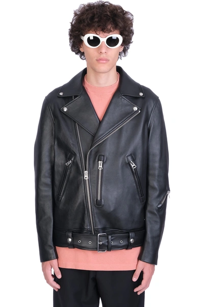 Shop Acne Studios Biker Jacket In Black Leather In 900 Black