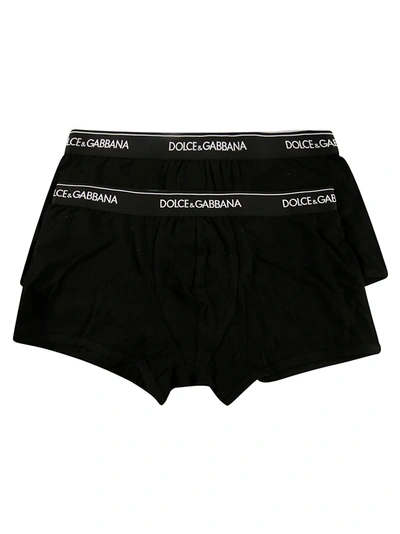 Shop Dolce & Gabbana Waist Logo Classic Boxer Shorts In Black