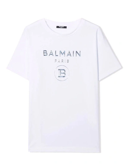 Shop Balmain White Cotton T-shirt In Bianco