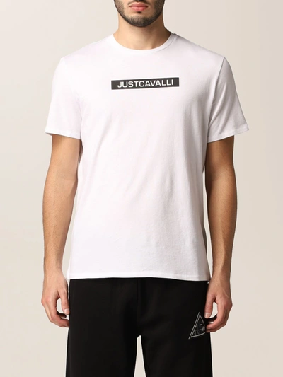 Shop Just Cavalli T-shirt  Cotton T-shirt With Logo In White