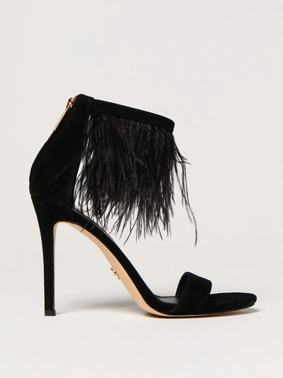 Shop Michael Michael Kors Heeled Sandals Meena  Sandal With Feathers In Black