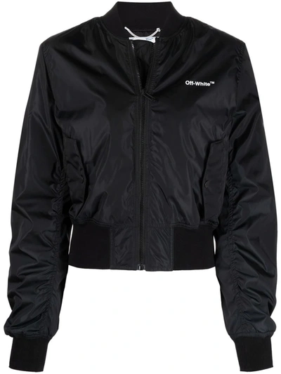 Shop Off-white Diagonal Bomber Jacket In Black