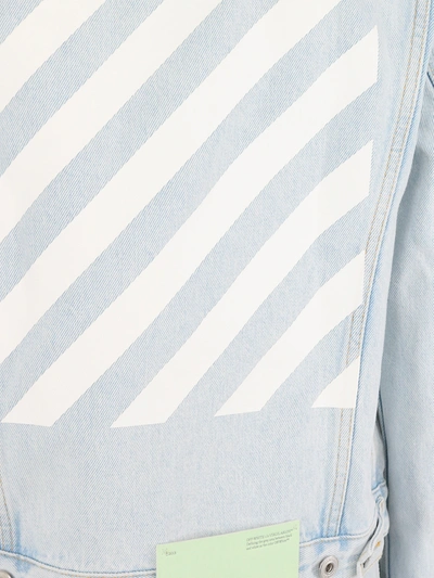 Shop Off-white Diagonal Logo Denim Jacket In Light Blue
