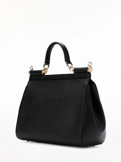 Shop Dolce & Gabbana Sicily Medium Black Bag