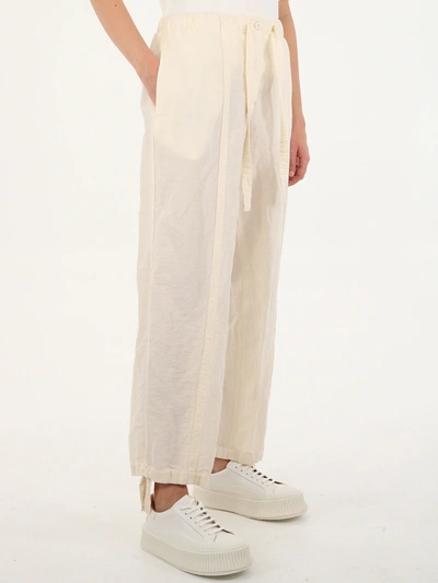 Shop Jil Sander Trousers With Drawstring In Cream