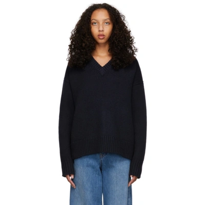 Davion Oversized Wool-cashmere Sweater In Dark Navy