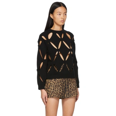 Shop Valentino Black Cut-out Virgin Wool Sweater