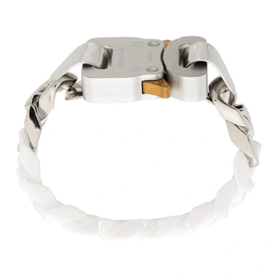 Shop Alyx Silver & White Ceramic Buckle Chain Bracelet In White/silver